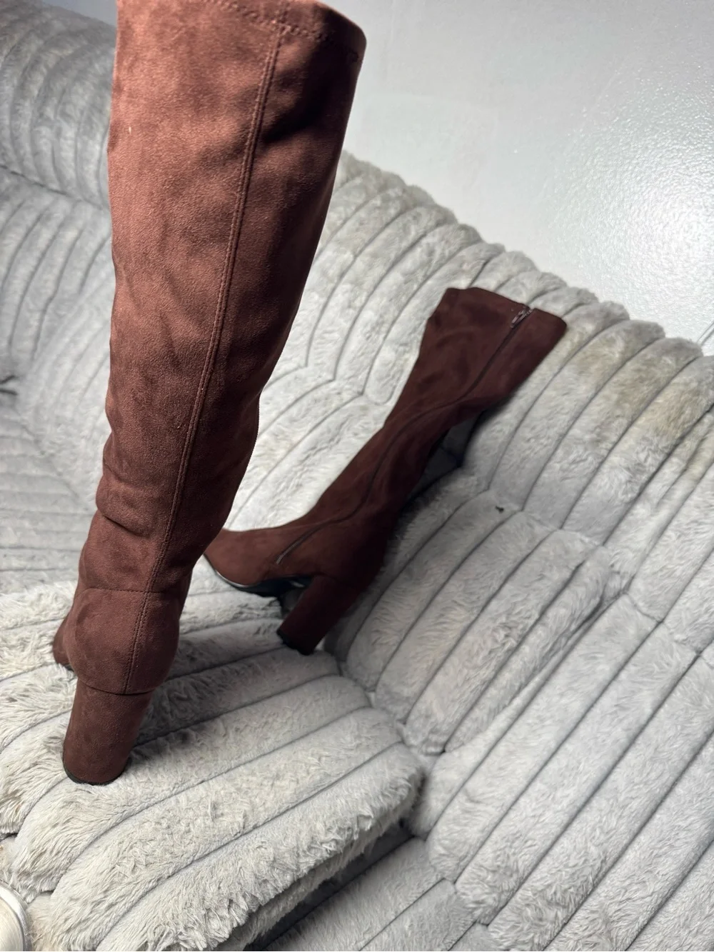 Tall Over-the-Knee Pointed Toe Block Heel Boots - Brown